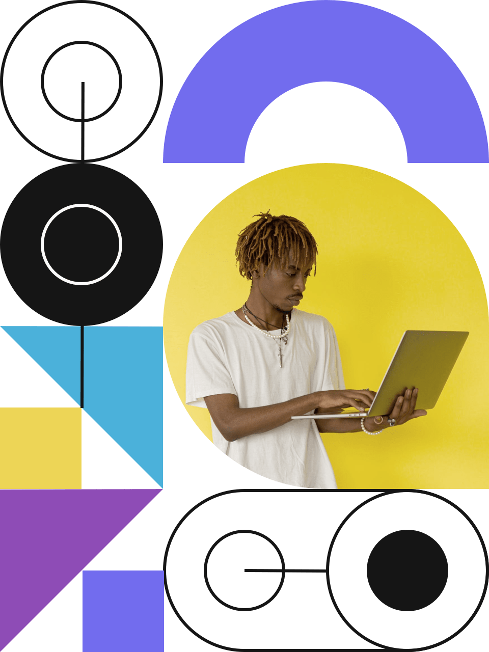 Black Man Holding a Grey Computer